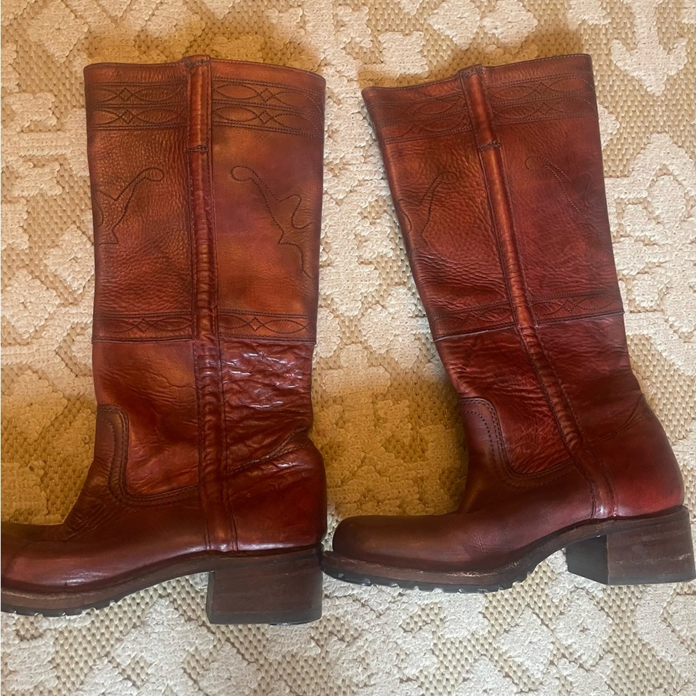 Frye Women's Rich Brown Leather Heeled Boots